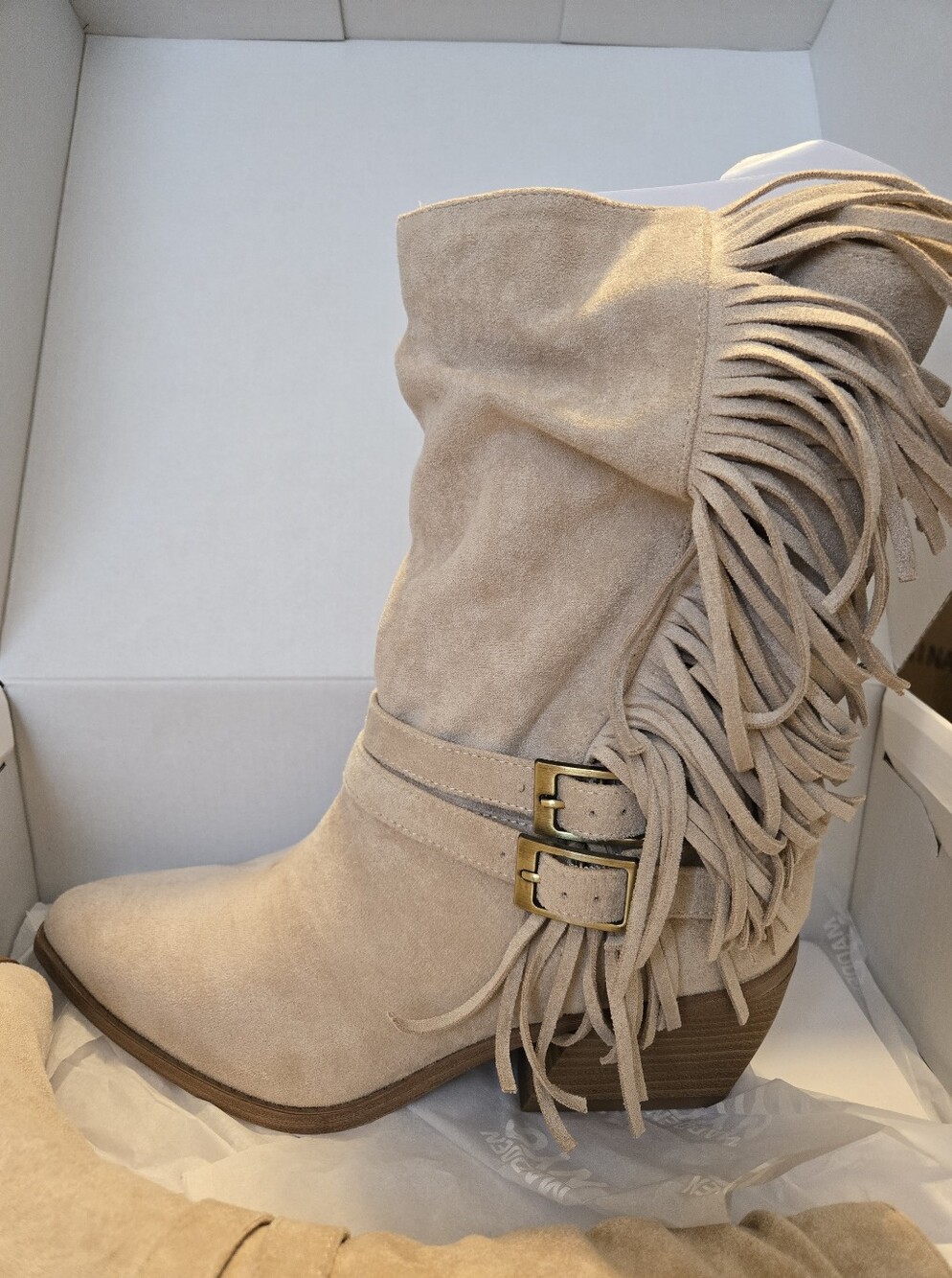 Madden NYC Women's Faux Suede Fringe Boots